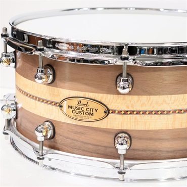 Pearl MCCW1465S/C #1008 [Music City Custom / Solid Walnut 14''×6.5'' - Quartersawn Sycamore Chevron with Ebony Borders] 画像1