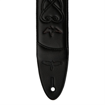 P.R.S. PRS 2.4 Padded Guitar Strap w/RAS， Custom Leather (Faux) Birds (Black) 画像1