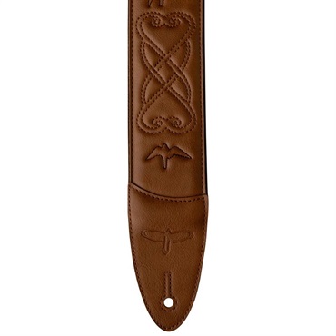 P.R.S. PRS 2.4 Padded Guitar Strap w/RAS， Custom Leather (Faux) Birds (Tan) 画像1
