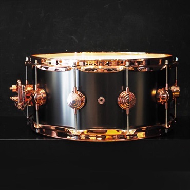 dw DRVD6514SVPBK [Collector's Satin Black Over Brass Snare 14×6.5 / Copper Finish Hardware]【日本初入荷/特注品】 画像1