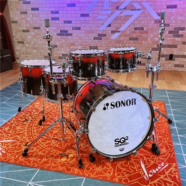 SONOR SQ2 System Maple Vintage 5pc Drum Kit - Black-Red Sparkle [BD22，TT10&12，FT14&16]【特注品】 画像7
