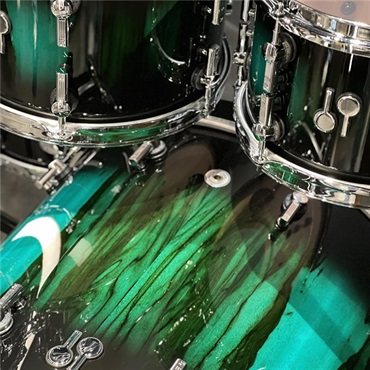 SONOR 【値下げしました！】SQ2 System Beech Vintage 4pc Drum Kit - Black to Green Burst over African Marble [BD22，TT10&12，FT16]【特注品】 画像5